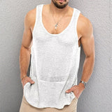 Fongt New Men's Wear Solid Color Loose Sleeveless Knitted Shirt Woolly Breathable Sports Vest