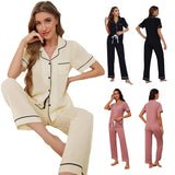 Fongt Women's Spring Solid Color Short-Sleeved Trousers Home Clothes Two Sets Of Female OZON-Outfit