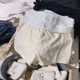 Women Soft Cotton Front Buttons Shorts 2023 Summer Vintage Low Waist Female Chic Bottoms-Outfit