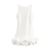 Fongt Women's Clothing Explosion Fashion White Sleeveless Short-Sleeved Long-Sleeved Dress