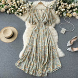 Fongt New Seaside Holiday Dress Women Spring And Autumn 2025 New Sexy V Receive Lanky Models