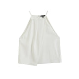Spring Style Elegant Holiday Style Sling Sleeveless Shirt-Outfit