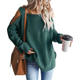 Fongt And Winter New Fashion Sling Long Sleeve Off-The-Shoulder Jumper Knit Sweater