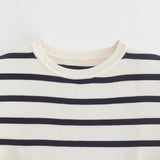 New Short Style Slim Short-Sleeved Striped Knitted Blouse In Autumn-Outfit