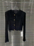 STREET Newest 2022 Designer Runway Suit Set Women's Round Neck Long Sleeve Line Decoration Short Jacket Skirt