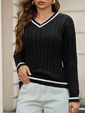 Fongt And Winter Knitted Temperament V-Neck Sweater Fashion Loose Jasmine Cloth Girl
