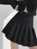 Summer Women High Waist Pleated Skirt A-line Plaid Sexy Mini Skirts Preppy Uniform Tennis Skirts for Girls Black White-Outfit