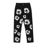 Year's Popular Black Printed Jeans Y2K Fashion Loose Fit Wide Leg Offset Casual Pants-Outfit