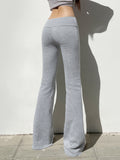 Fongt Base Solid Color High-Rise Micro-Speakers Roll Waist Wide Waist Thin Leisure Sweating Trousers