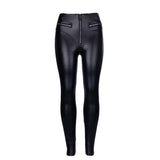 Futuristic Peach Hip Tight High Waist Leather Zipper Motorcycle