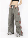 Vintage Side Striped Baggy Cargo Sweatpants-Outfit