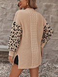 Fongt Spring And Autumn Leopard Prints Knitted Cardigan Women Fashion Lazy Loose Sweater Women