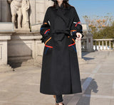 Women Wool Coat Long Sleeve Casual Woolen Cloth Medium Length Coat Turn-down Collar winter coats