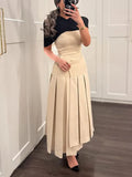 Fongt Temperament Dress Women 2025 Spring And Summer New Bump Color Splicing High-End Shawl Skirt