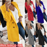 Plus Size 4XL 5XL Women's Autumn Coat Woollen Blends Overcoats 2023 Winter Long Sleeve Casual Oversize Outwear Jackets