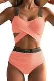 2025 New Split Solid Color Swimsuit Female Bikini Triangle Sexy Thin High Waist