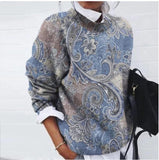Grinding Flower Printed Loose Long Sleeves