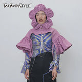 Patchwork Beads Ruched Pashminas For Female Hooded Collar Half Sleeve Drawtring Lace Up Pashmina Women Fashion