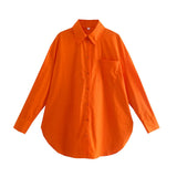 Fongt Women's Clothing 2025 Summer New Loose Cotton Pocket Dress Long-Sleeved Shirt Top B88281