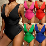 Fongt New One-Piece Swimsuit Female Integrated Solid Color Sexy Slim One-Piece