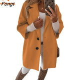 Woman Winter 2023 Fall/Winter Seven Minute Sleeve Button Lapel Pocket Wool Coat Women's Wear Women's Winter