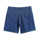 Fongt New Women's Commuting With Thin Middle-Waist Casual Denim Shorts