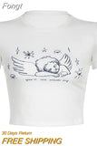 Women Goth Clothes y2k Crop Tops Summer 2023 T shirts Grunge 2000s Trashy Aesthetic Short Sleeve Tees Young Girls