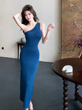 Pat Yujie Style Temperament, Sexual Oblique Shoulder Dress, Advanced Sense, Slim, Hip-Covered Knitted Dress-Outfit