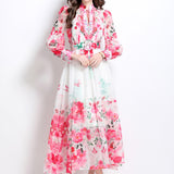 Fongt Dress Early Spring New Famous High-End Waist Lantern Sleeve Elegant Dress Woman