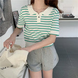 Fongt T-Shirts For Summer POLO Shirts 2024 New Thin Ice Silk Knitted Loose Short-Sleeved Thin