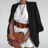Autumn Women Solid Lapel Blazer Jacket Casual Long Sleeve Office Lady Work Suit Coat Elegant Femme Outerwear Cardigan