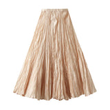 Fongt Spring New Sister Wind High-Level Feeling Hundred Folds Loose Thin Swing Skirt Leisure A Skirt 8081
