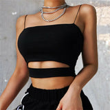 New Fashion Hot Sexy Women Summer Sexy Casual Sleeveless Cut-Out Short Tee Shirt Crop Top Vest Strap Tank Top