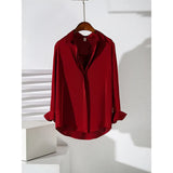 Fongt Red Dingy Shirt Long Sleeve Commuting Professional Blouse Spring And Autumn Anti- Wrinkling Temperament Shirt