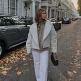 Large Collar Wool Crop Coat-Outfit