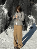 Fongt Color High-Waisted Broad-Legged Casual Pants Women 2025 Autumn And Winter Small Thick Loose Straight Long Trousers