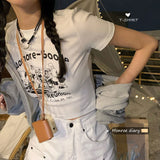 Fongt T-Shirt Female 2024 Summer New Ins Fashion Korean Version Half Sleeve Slim High Waist Crop Short Style Student Jacket