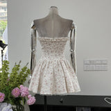 French Brae-Closing Back Fluffy Temperament Dress Gentle Girl Crushed Waist Short Dress High