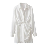 New Candy-Colored Silk Satin Long-Sleeved Dress In Summer-Outfit