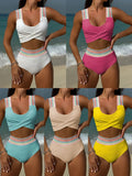 2024 New Rainbow Woven Series High-Waisted Split Swimsuit Bikini