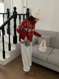 Buttoned Retro Printed Cardigan-Outfit