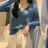 Style Autumn Sweater Women V Neck Long Sleeve Knitted Ribbed Bottoming Sweaters Pullover