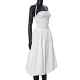 Tube Solid Frill Midi Dress-Outfit