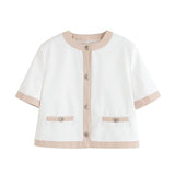 Fongt Women's Summer Casual Claming Dress-Up Short Sleeve Coat High Waist Casual Pants Set