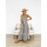 Fongt Spring And Summer Style Stripe Print Fresh And Sweet Slip Dress D2401-Outfit