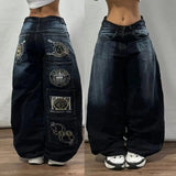 Black Wide-Legged Jeans 2024 New Spring And Autumn Style Middle Waist Style Sagging Jeans-Outfit