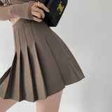Summer Women High Waist Pleated Skirt A-line Plaid Sexy Mini Skirts Preppy Uniform Tennis Skirts for Girls Black White-Outfit