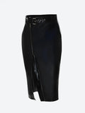 Zip Up Slit Midi Pencil