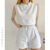 Trend Women's Vest Leisure Sports Style Solid Color Short Style Comfortable Soft Small Tall Yoga Blouse-Outfit