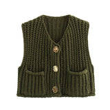 Fongt Women's Explosive Coarse Knitted Vest Cardigan